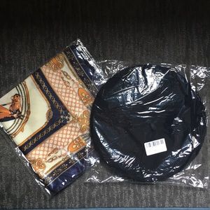 Wool Beret Hat French Artist Skily Scarf Brooch